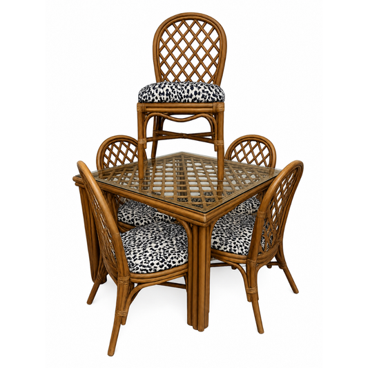Rattan Game Table and Chair Set