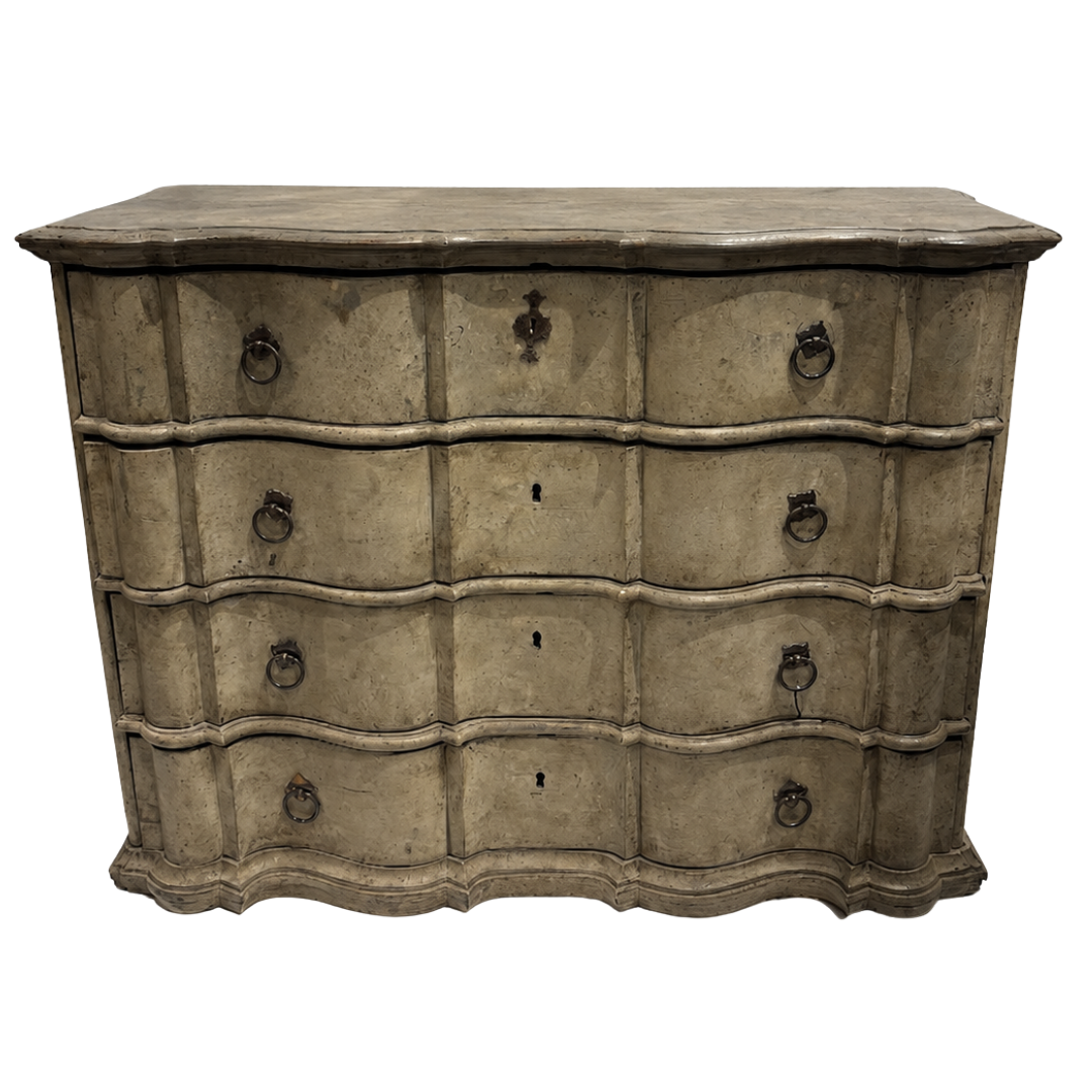 18th Century French Louis XIV Serpentine Polychromed Commode