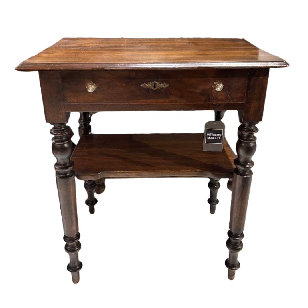 Antique French Oak Two Drawer Potboard Side Table Circa 1870