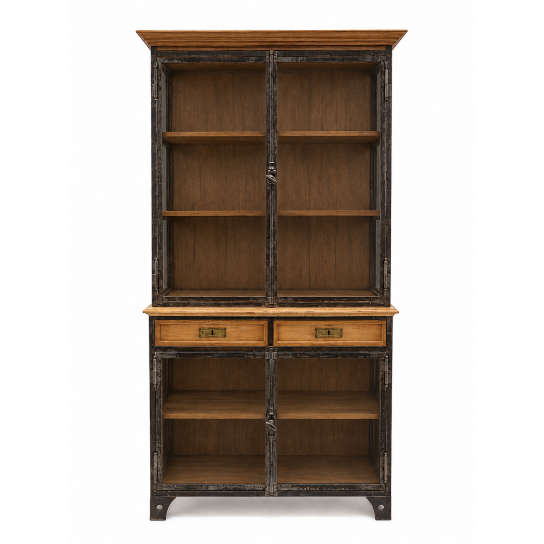 French Mid 20th Century Iron and Pine Cabinet with Keys