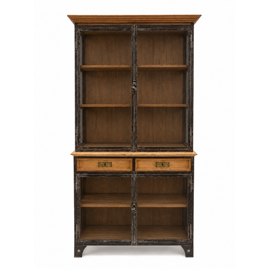 French Mid 20th Century Iron and Pine Cabinet with Keys