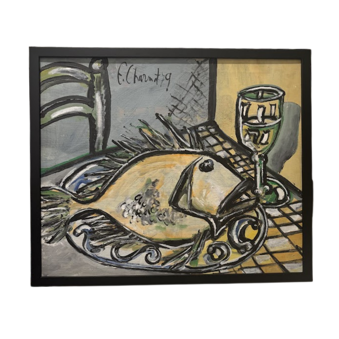 Signed Oil on Canvas Circa 1975, "Whimsey French Dinner" (MKS26075)