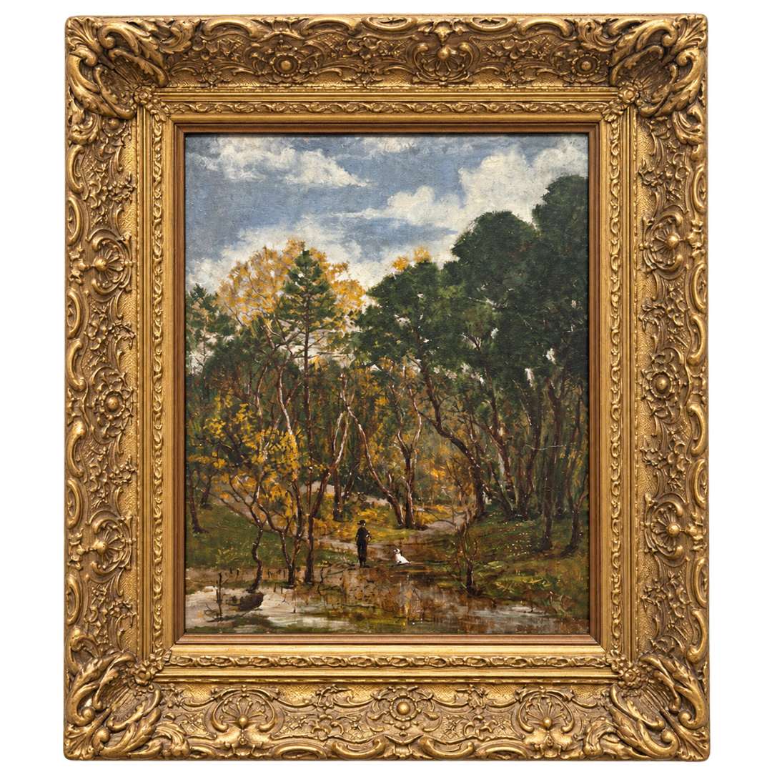 Signed Oil on Board, "Man's Best Friend" Circa 1920 (MKS24112)
