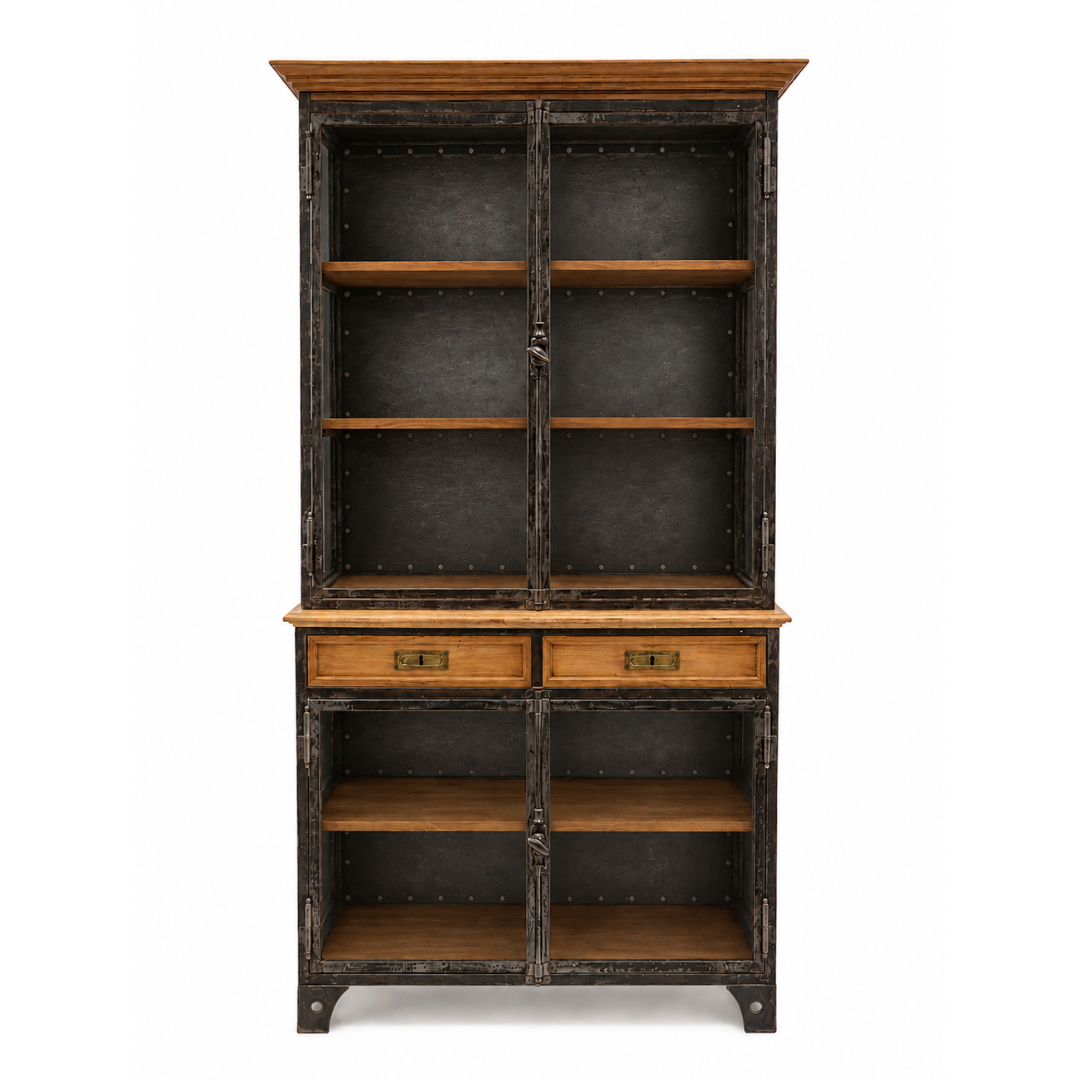 French Mid 20th Century Iron and Pine Cabinet with Keys