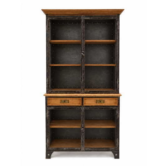 French Mid 20th Century Iron and Pine Cabinet with Keys