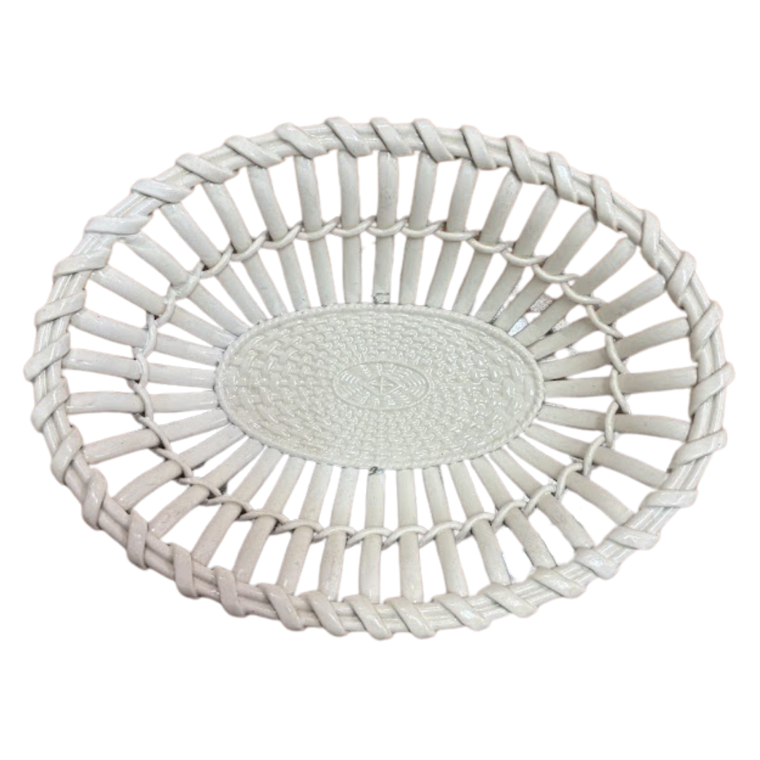 8" x 6.25" Oval Continental Twig Basket Circa 1860 (#16821)
