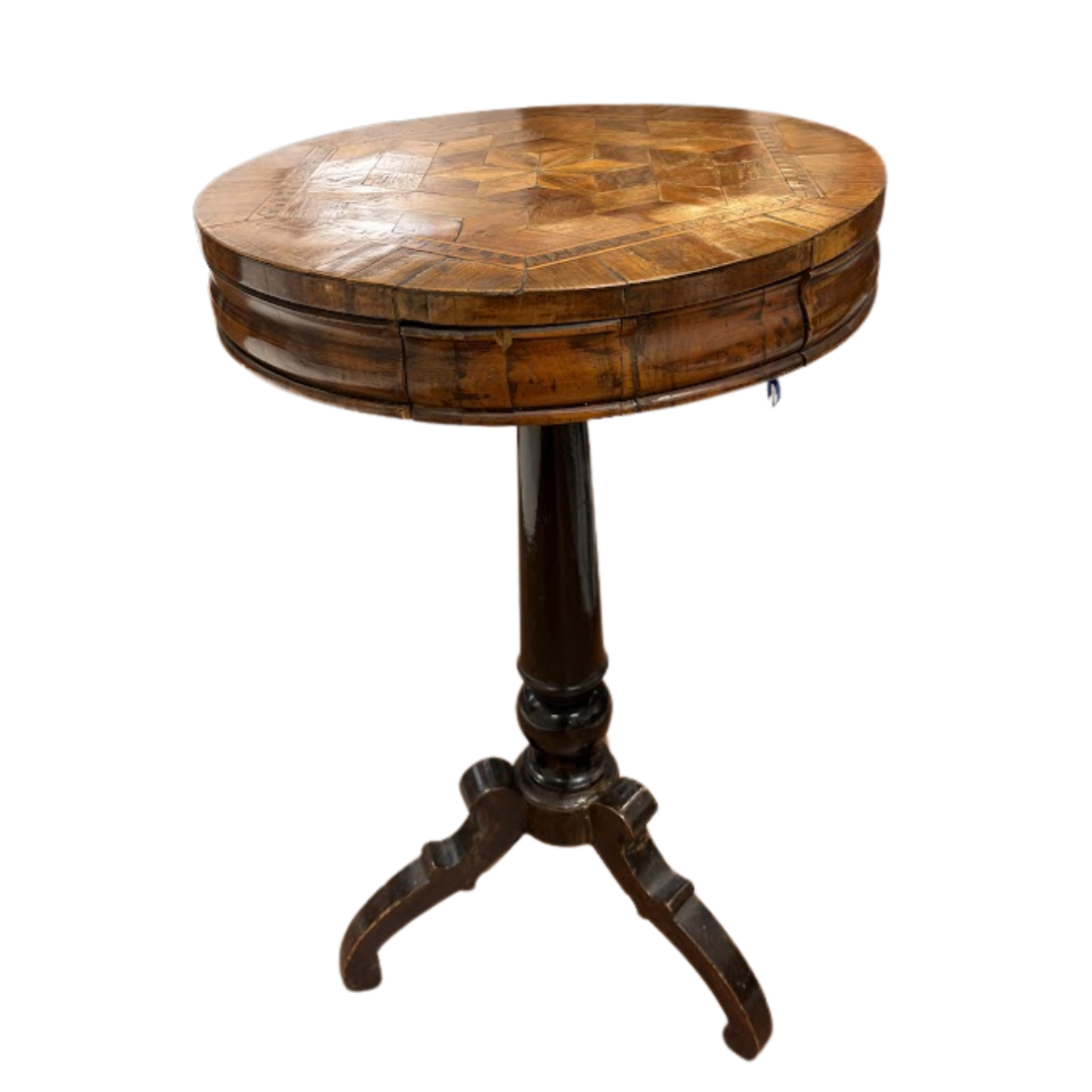 18th Century Italian Walnut Inlaid Single Drawer Table (QC1930)