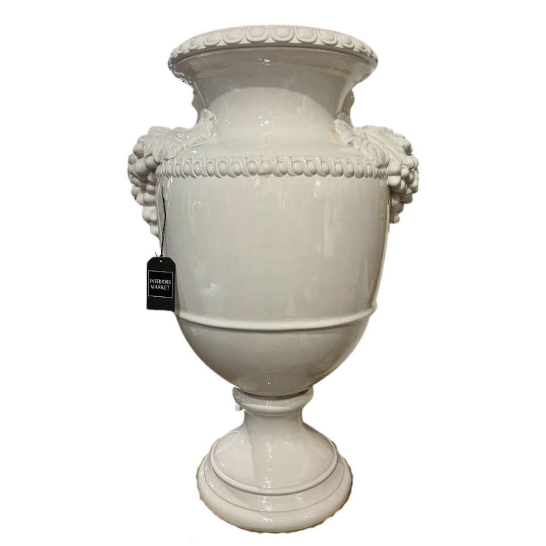 Large Italian White Porcelain Urn