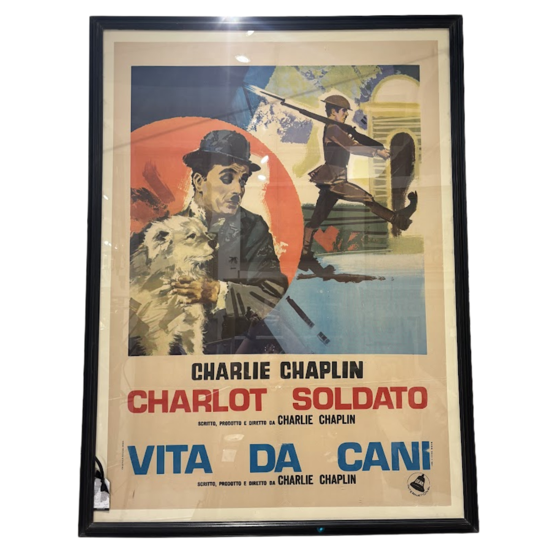Large Antique Charlie Chaplin Movie Poster Framed and Mounted on Museum Board at Fred Reed