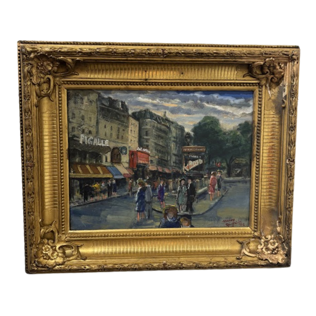 Oil on Canvas by Nino Giuffrida (Italian, 1924-2015) "Pigalle in Paris"
