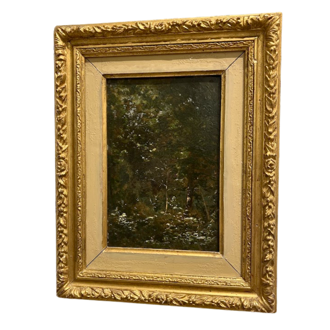 "Wild Flowers in a Forest" French Barbizon Painting Circa Late 19th Century (MKS2151)