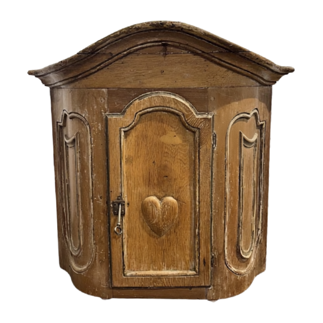 European Hanging Wall Cabinet with Heart Detailed Door Circa Mid 1800s