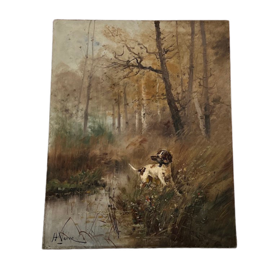 "Successful Hunt in Burgundy Region of France" Signed Oil on Board Circa 1940