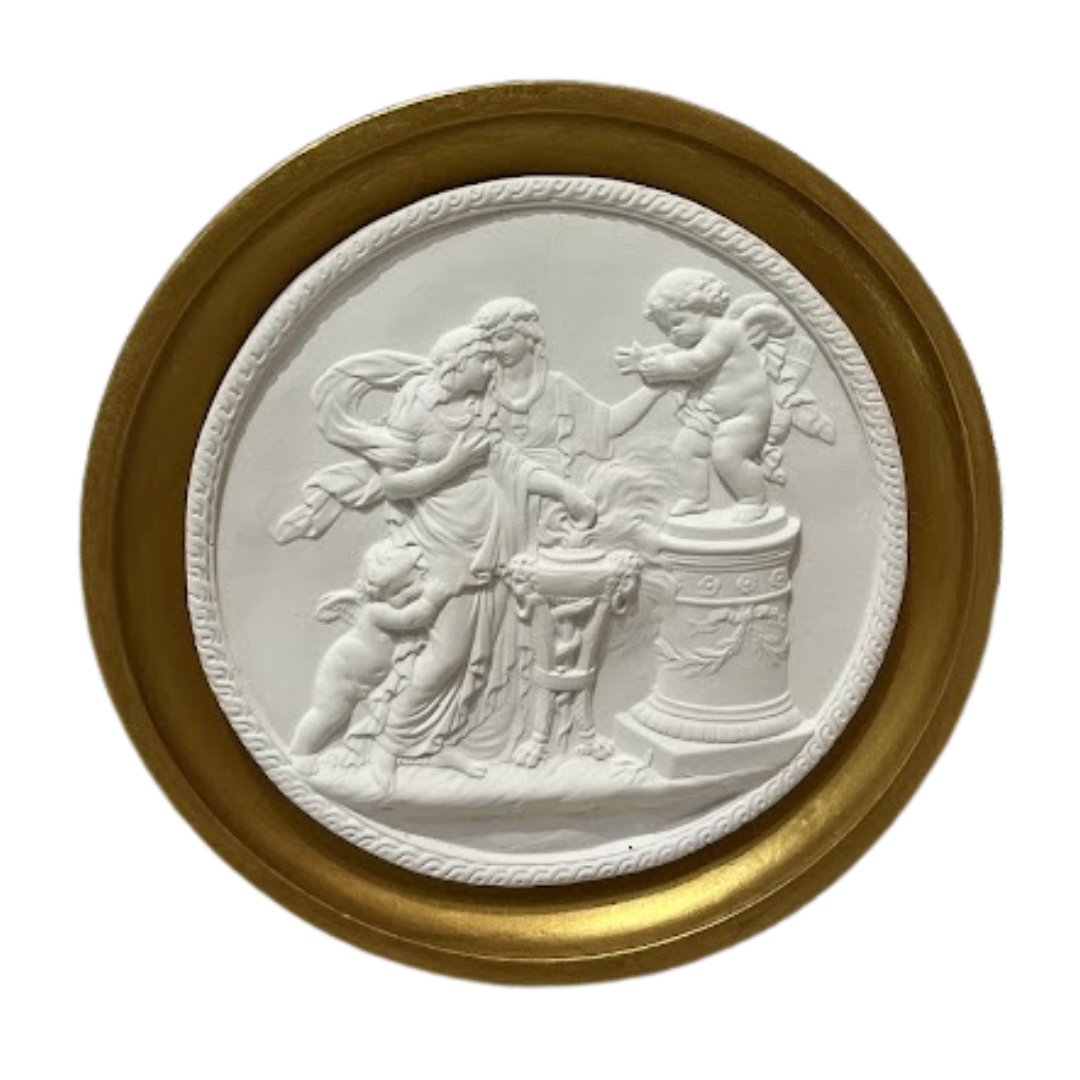 6.5" Handmade Intaglio in Cast Gilt Frame