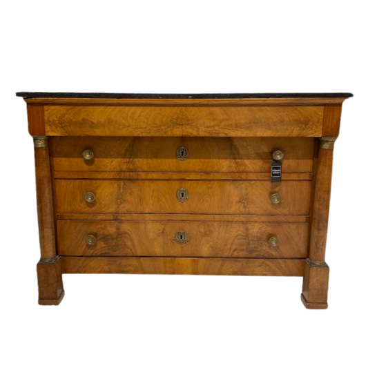 19th Century Walnut Empire Commode with Black Marble Top