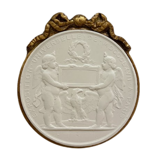 3" Handmade Intaglio in Gilt Bow Frame