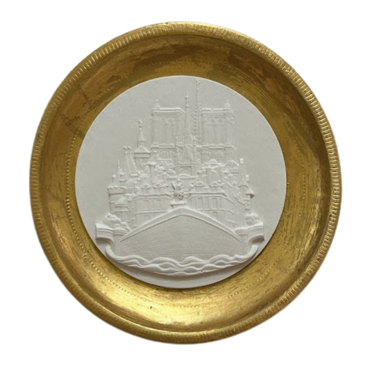 4.5" Handmade Intaglio in Cast Gilt Frame