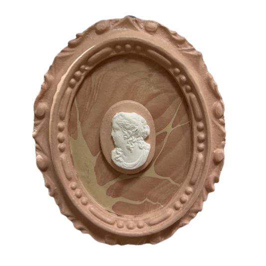 3.75" Handmade Intaglio in Pink Painted Frame
