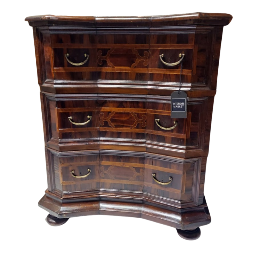 18th C. Italian Three Drawer Comodino with Marquetry