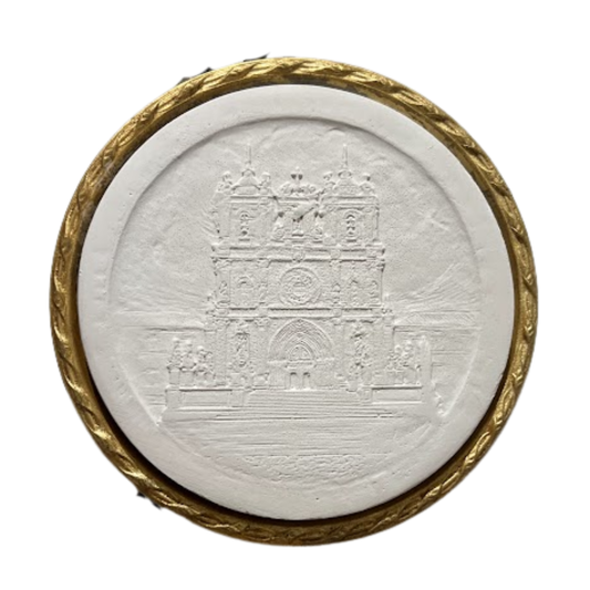 4" Handmade Intaglio Replica of Original Found in Portugal in Frame Cast and Gilded from Antique Italian Frame