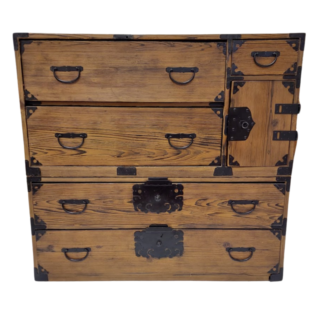 Antique Two Piece Traveling Japanese Tansu Chest