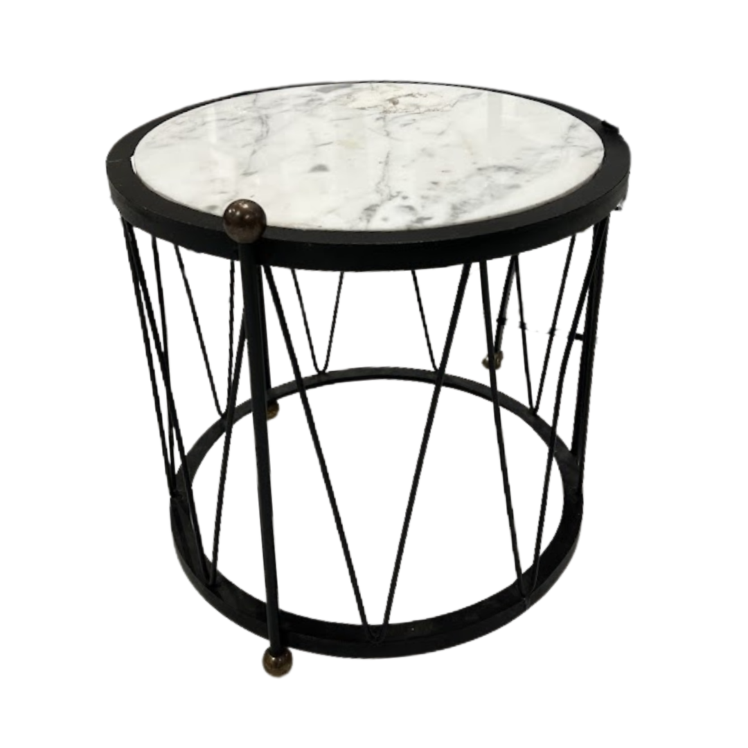 Regency Style Drum Table with Marble Top