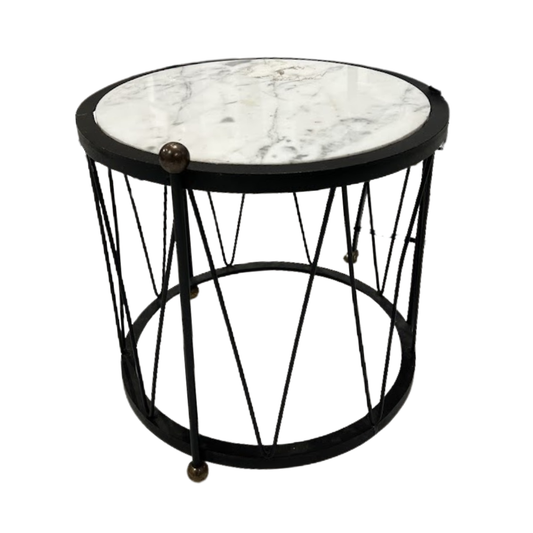 Regency Style Drum Table with Marble Top