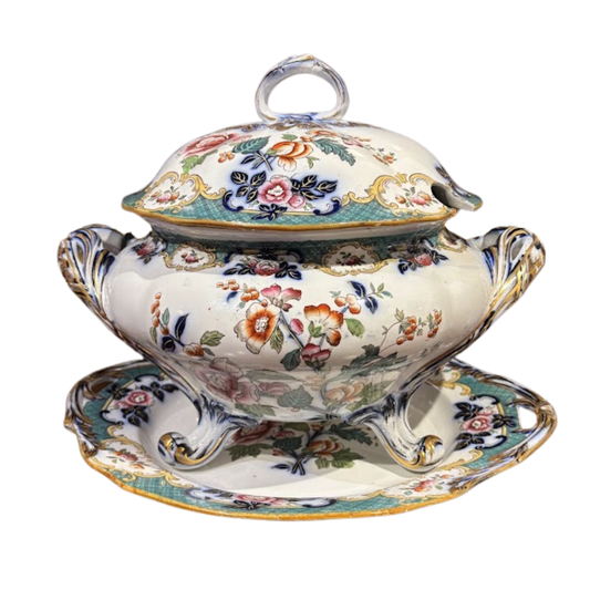 Pinder, Bourne & Hope "Venice" Pattern Tureen with Underplate, Circa 1855