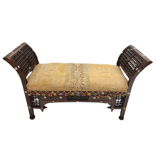Late 19th Century Syrian Bench with Original Upholstery (JL8558)