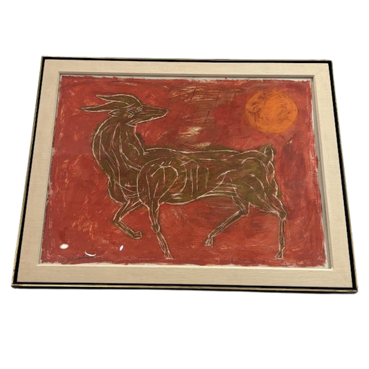 "Goat" by Lionel Kalish (American, 1933-2022) Gouache on Paper, Signed