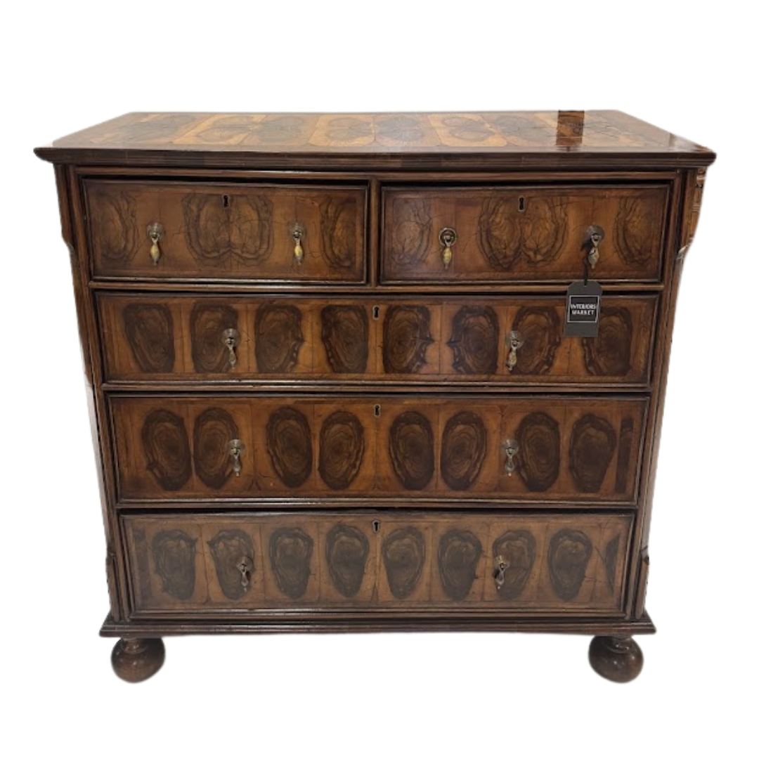 William and Mary Oyster Veneered Chest Circa 1710