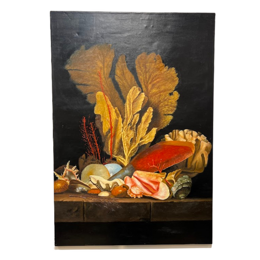 1960s Oil on Canvas Still Life Replica of an 18th Century Painting by Anne Vallayer-Coster - Coral & Shells