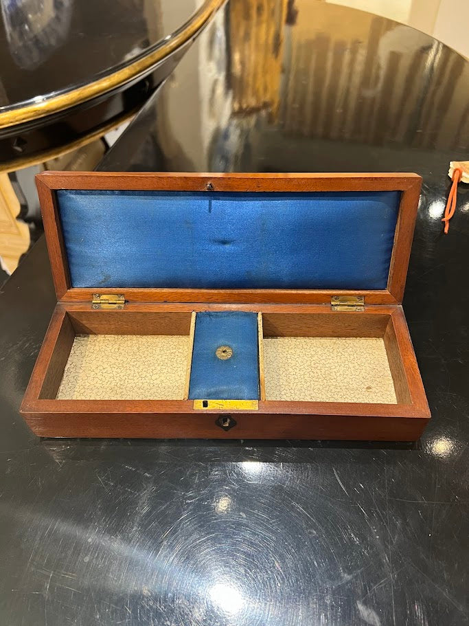 Inlaid Wood and Ivory Cribbage Board Box with Original Pieces