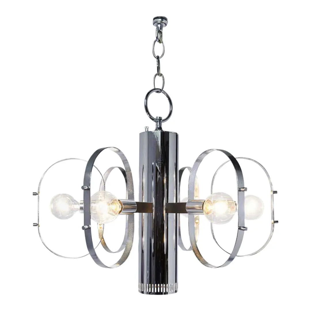 Mid-Century Modern 7-Light Chrome Fixture by Forecast Lighting