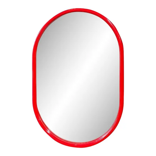 Italian 1960s Mod Oval Red Acrylic Mirror