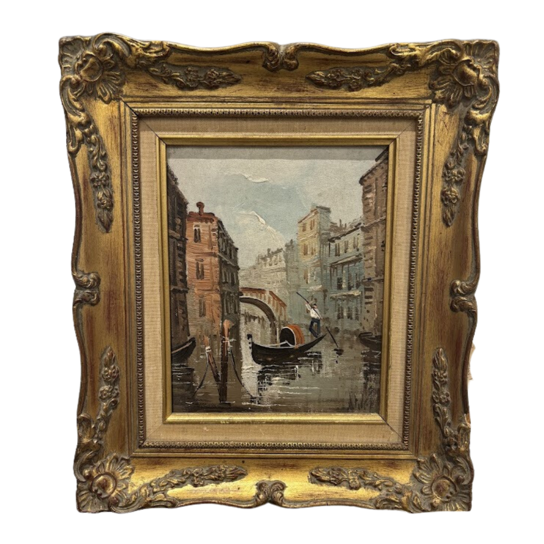 "Gondolas of Saint Marks Square" Framed Painting