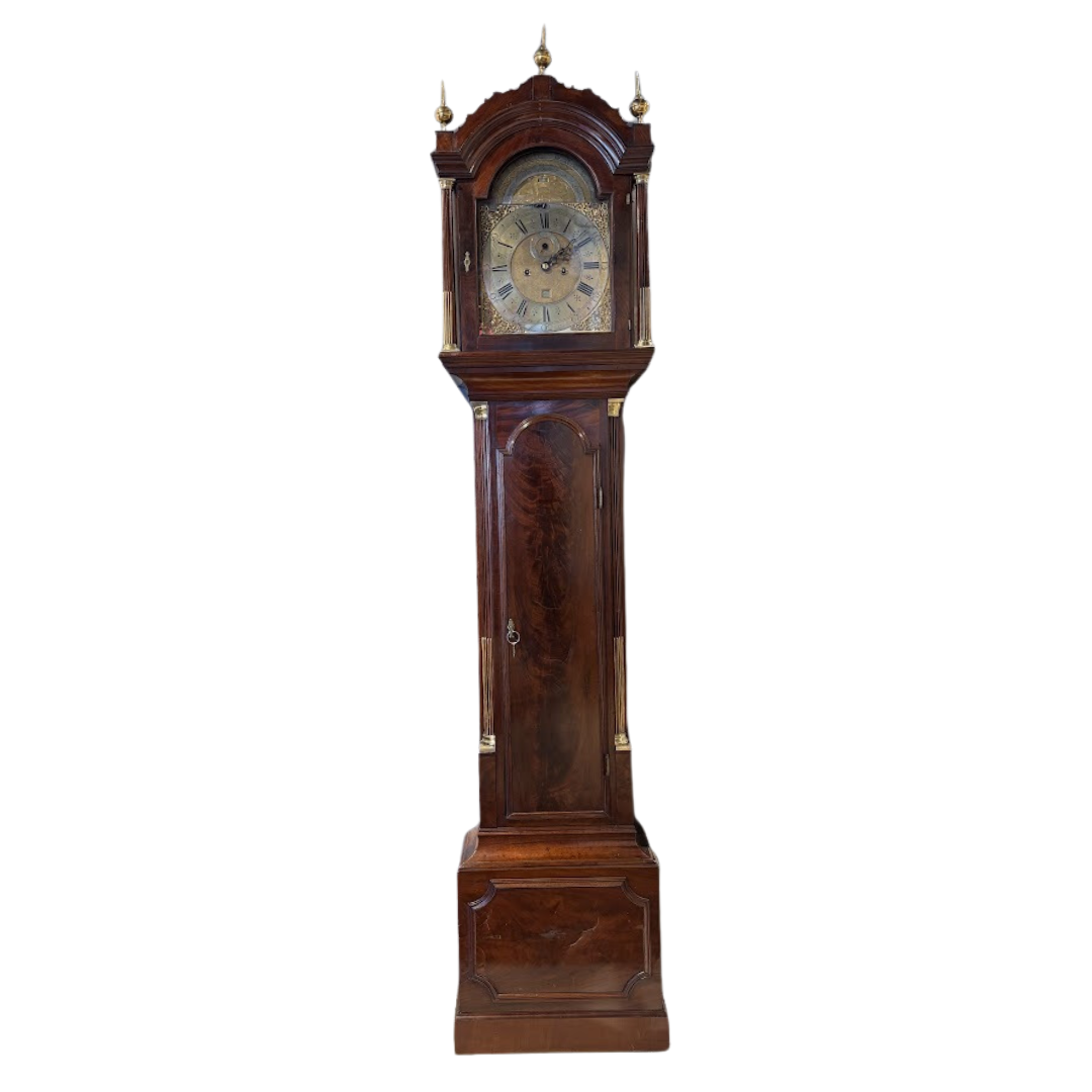 English 18th Century Mahogany 8 Day LongCase Clock, Bell Strike Circa 1770