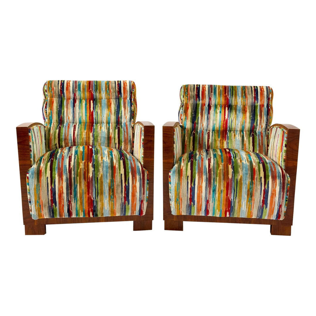 Pair of Art Deco Lounge Chairs, Italy 1930s