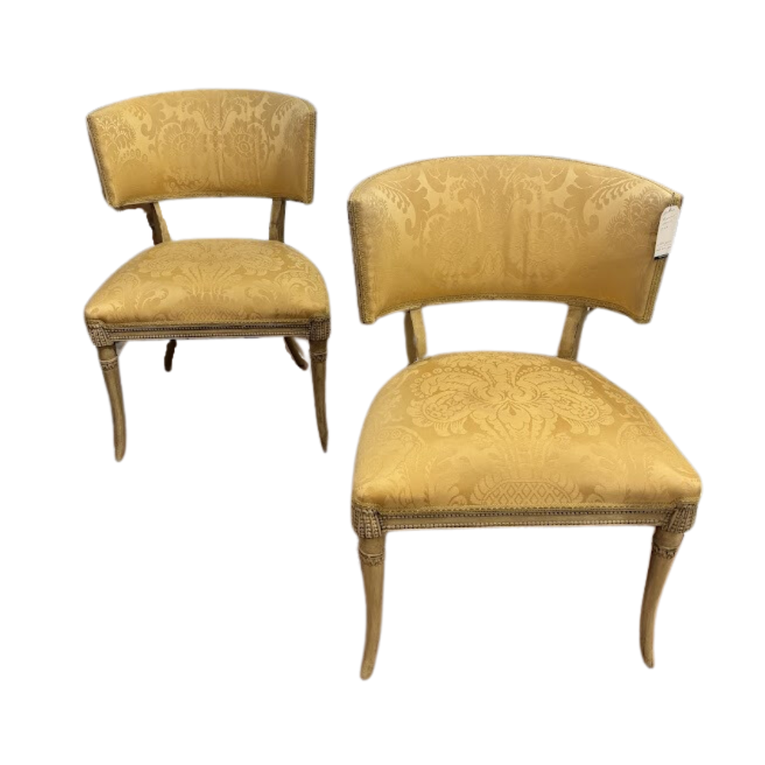 Pair of Painted Klismos Chairs in Yellow