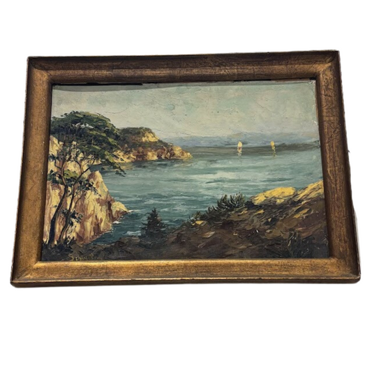 Signed Oil on Board Seascape - Cannes Circa 1950