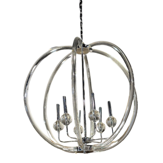 Modern Chrome and Glass Chandelier