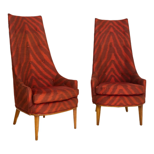 American Midcentury Highback Slipper Chairs, C. 1960's, Tomlinson Furniture