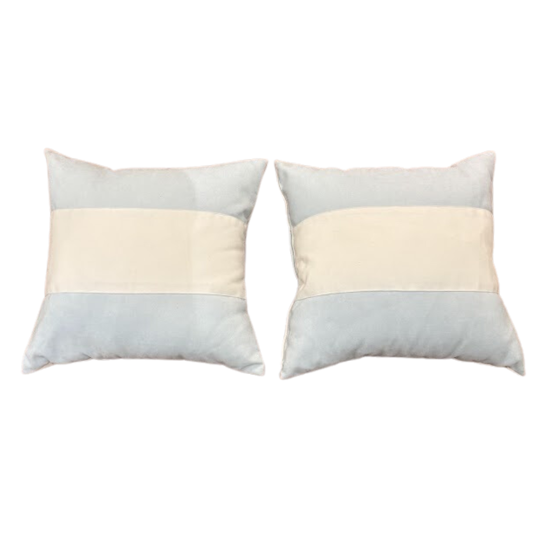 Pair of Blue and White Down Filled Pillows