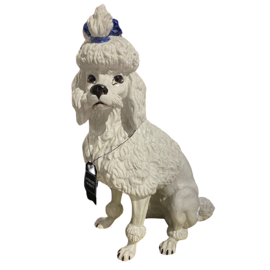 Poodle with Blue Bow