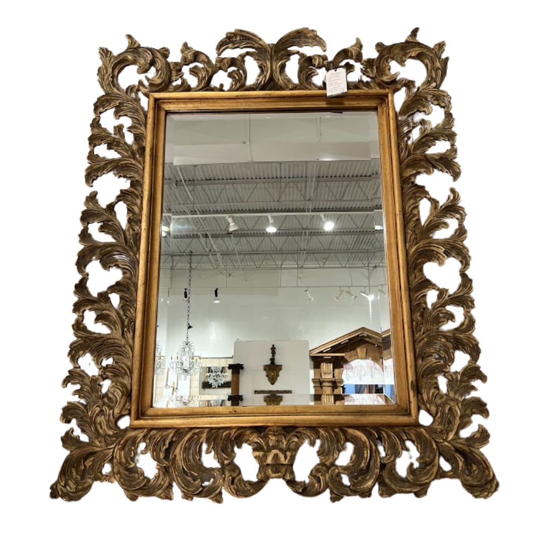 Antique Carved Acanthus Leaf Mirror