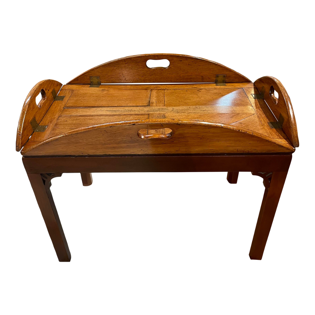 English Mahogany Butler's Tray on Custom Stand Circa 1840