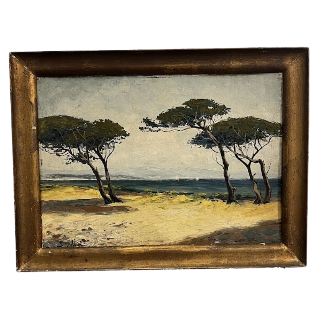 Signed Oil on Board Landscape of Cannes