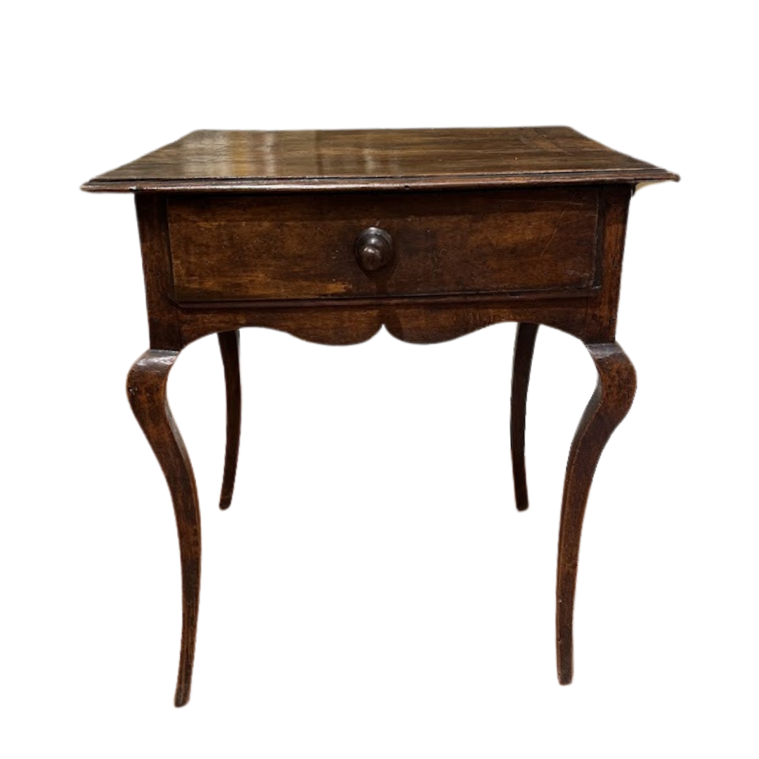 Antique french Walnut Louis XV Table with Scalloped Skirt Circa 1760