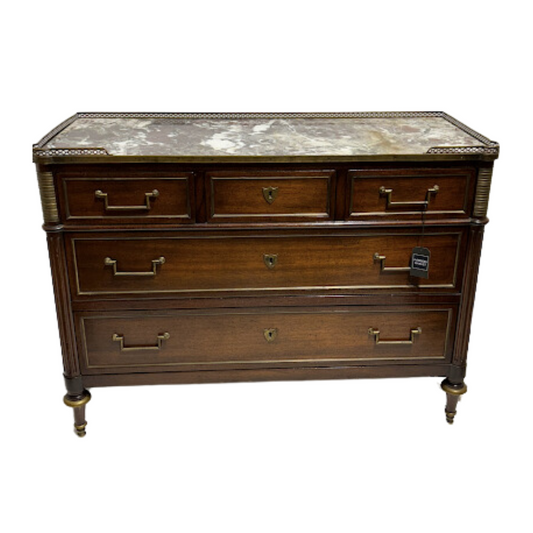 Old French Marble Top Gallery Chest