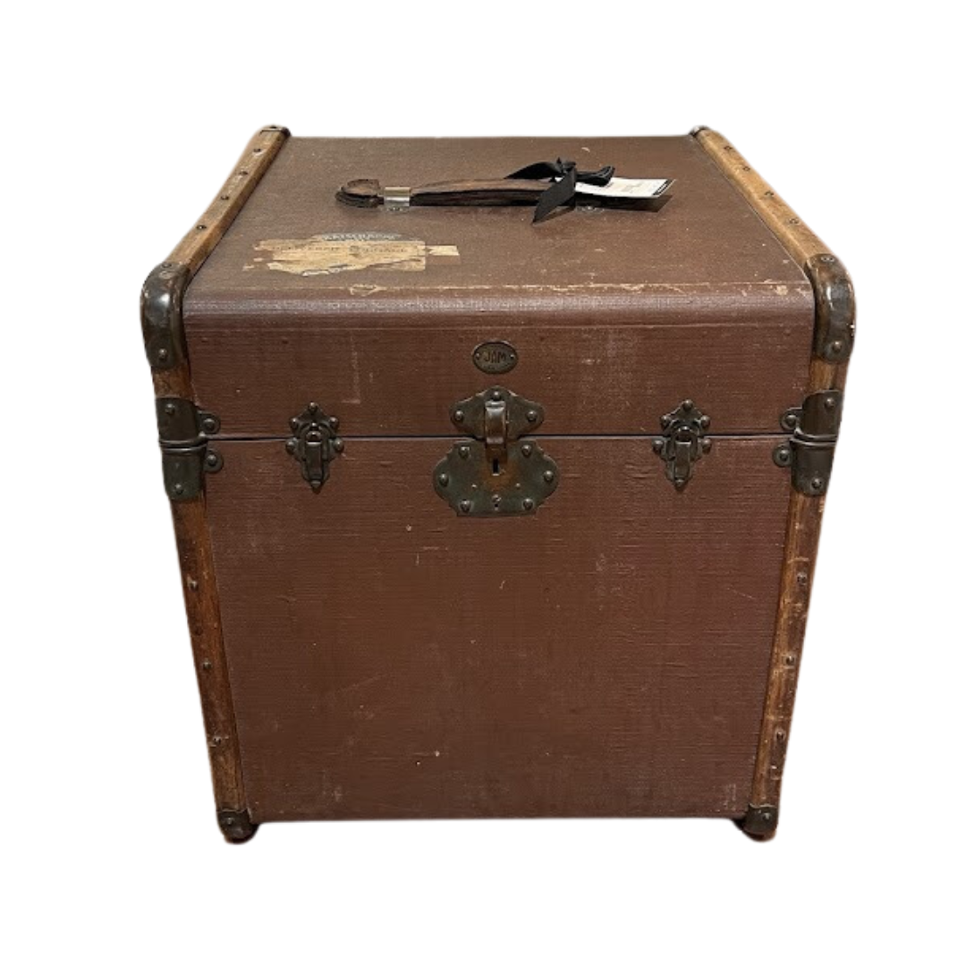 Antique Square Luggage with Travel Stickers